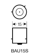 12V 21/4W S25 BAZ 15D 2CTO P/DESC PP AMBAR