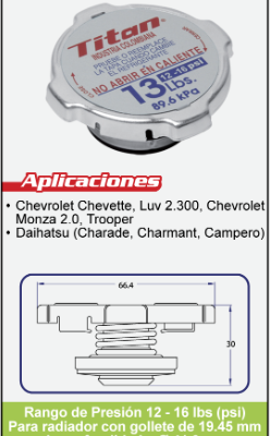 TAPA RADIADOR SELLADO 0.9 BAR TR-29  TITAN
