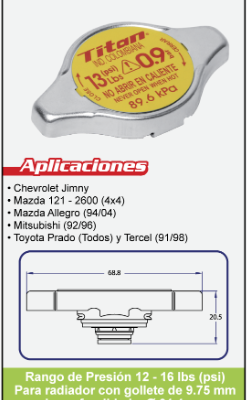 TAPA RADIADOR SELLADO 0.9 BAR TR-41   TITAN