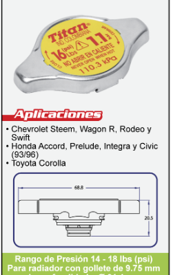 TAPA RADIADOR SELLADO 1.1 BAR TR-42  TITAN